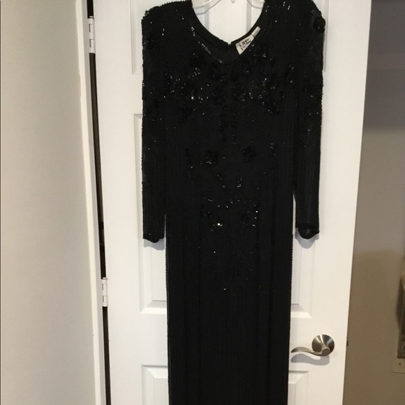 Nite Line - Black beaded Long Dress - Picture 1 of 7